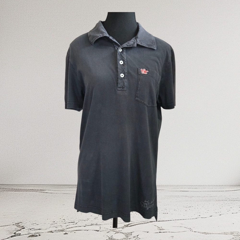 ⭐️True Religion Womans Black Short Sleeve Polo Size L